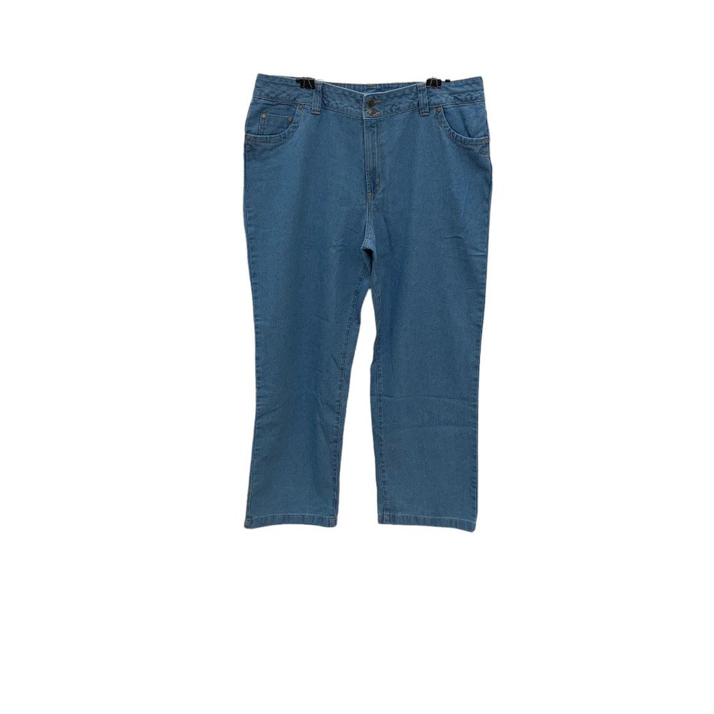 Woman Within blue denim jeans 18W 16W, new, unworn, wide legs